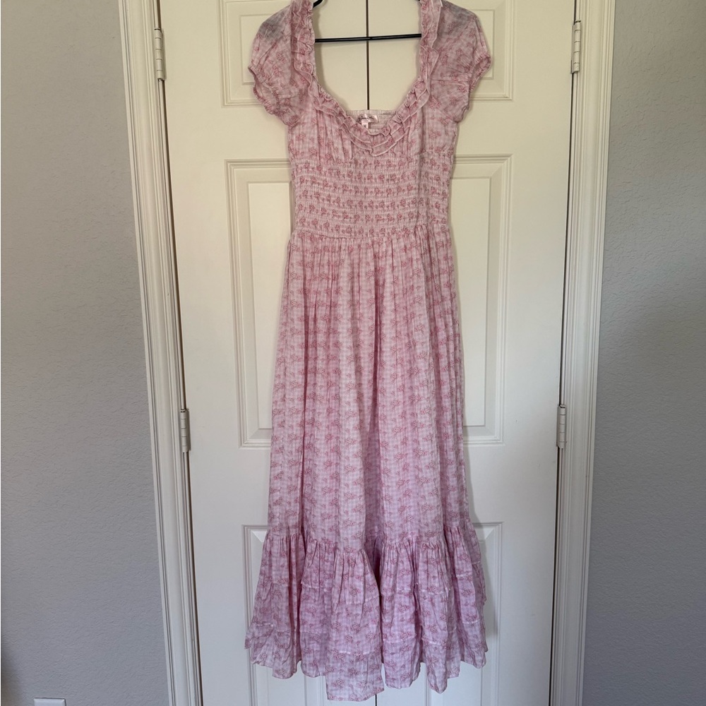 Amy Jane London Adeline sweetheart maxi dress in pink ditsy gingham